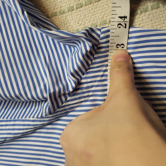 Ralph Lauren men's blue/white stripes "custom fit" button down long sleeve - Picture 4 of 7